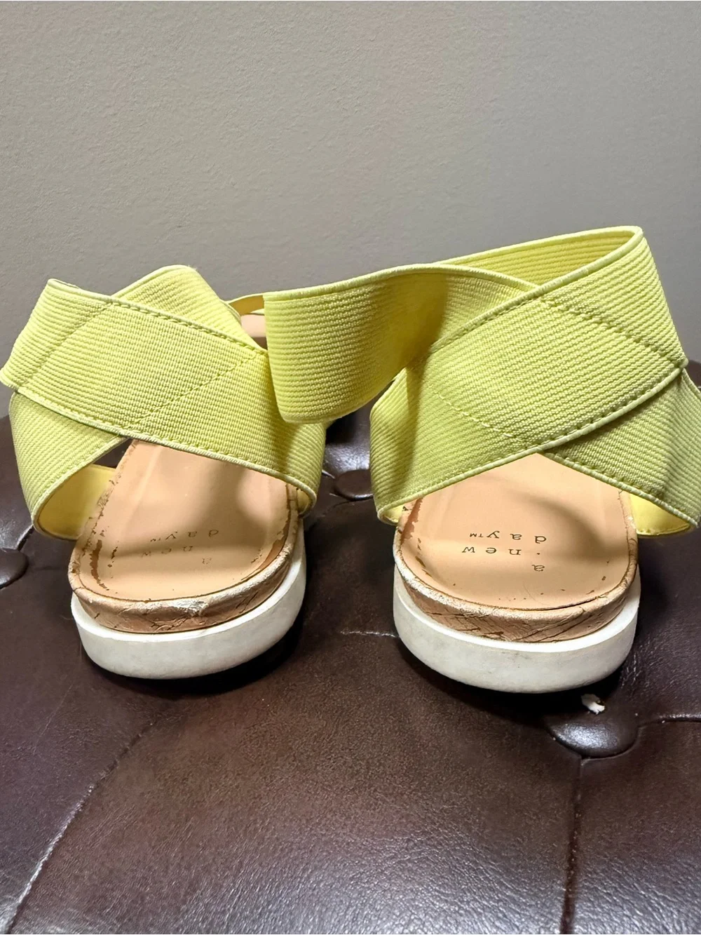 Women’s Yellow Strappy Elastic Flat Sandals